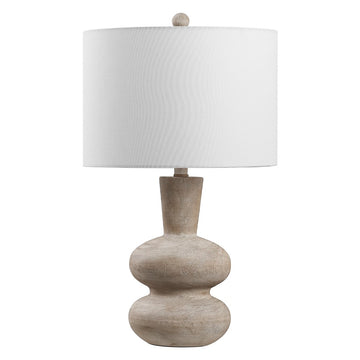 Matheo 24" Modern Minimalist Sculptural Oak-Grain Resin LED Table Lamp